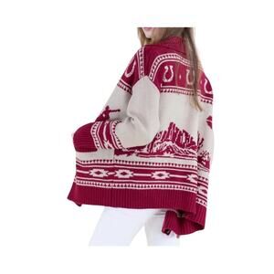 Retro Western Motify Long Sleeve Cardigan fits size S through size L NEW